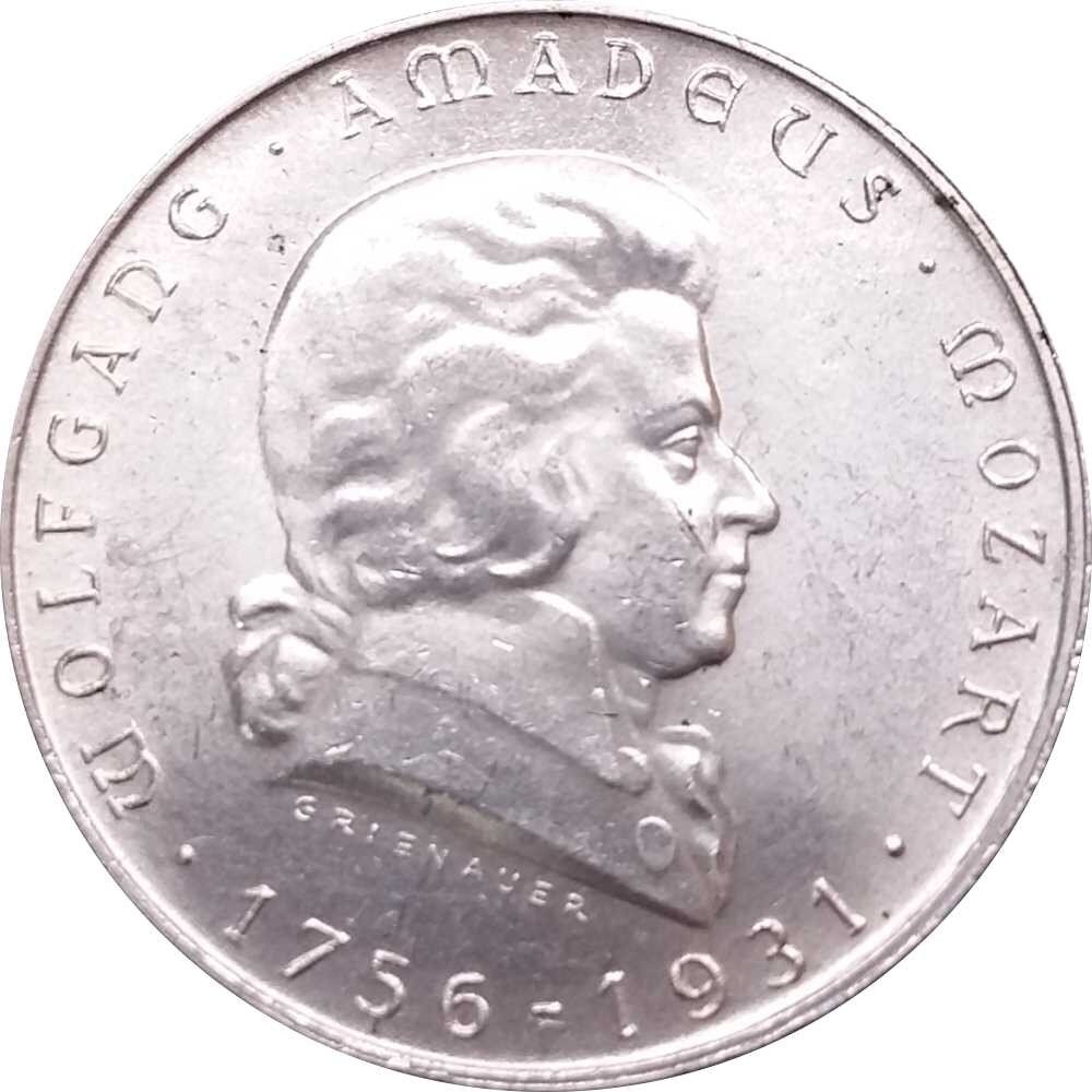 Österreich 2 Schilling 1931 Wolfgang Amadeus Mozart Silber 15 60