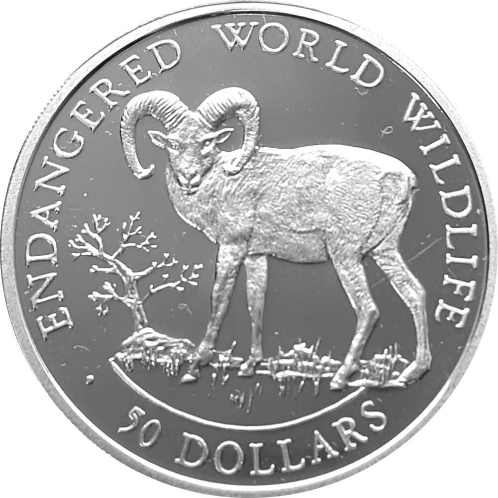 Cook Islands Dollars Bedrohte Tierwelt Mufflon Silber