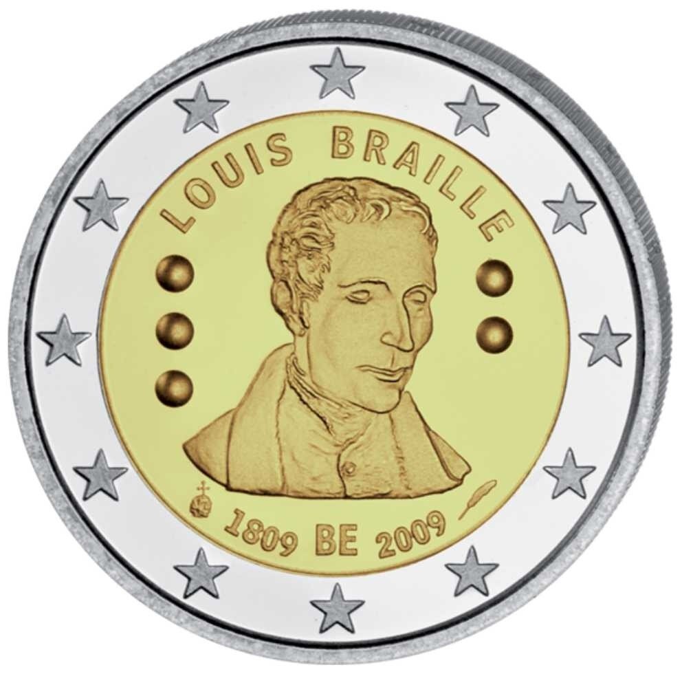 Belgien 2 Euro 2009 Louis Braille 4 50