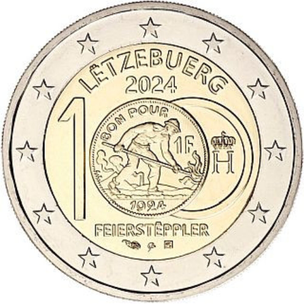 Luxemburg 2 Euro 2024 100 Jahre Franken Feiersteppler 10 50   Luxemburg 2 Euro 2024 100 Jahre Franken Feiersteppler 