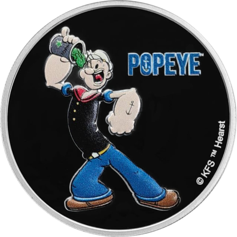 Fiji Popeye 2024 1 Oz Silber Prooflike Coloriert 50 73   Fiji Popeye 2024 1 Oz Silber Prooflike Coloriert~2 